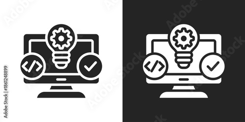 task validation Icon In Black And White Glyph Style
