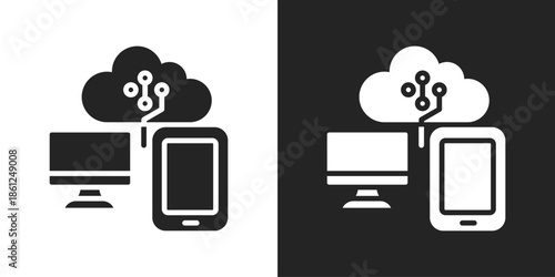 smart devices Icon In Black And White Glyph Style