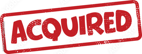 red acquired stamp with white background