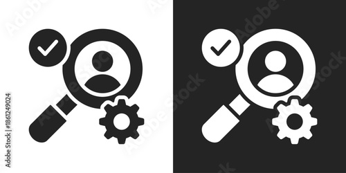 user search Icon In Black And White Glyph Style
