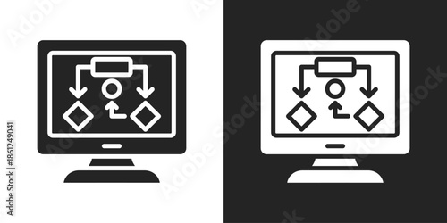 workflow Icon In Black And White Glyph Style