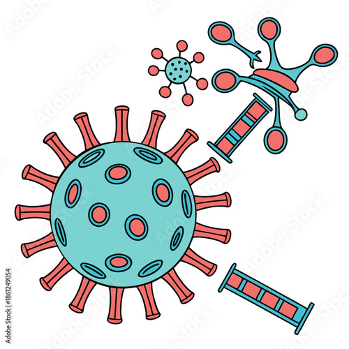 Illustration of virus and vaccine