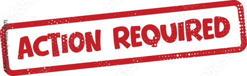Red action required stamp isolated on transparent background
