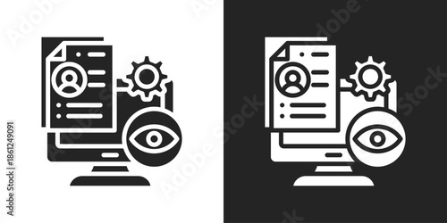 profile review Icon In Black And White Glyph Style