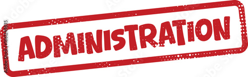 Red administration rubber stamp on white background