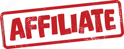 Red affiliate stamp on white background