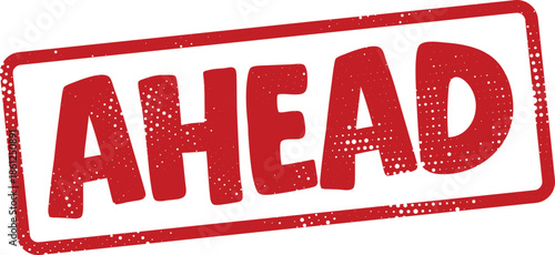 Red ahead stamp with white background