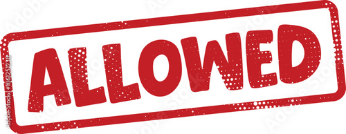 Red allowed stamp with white spots on transparent background