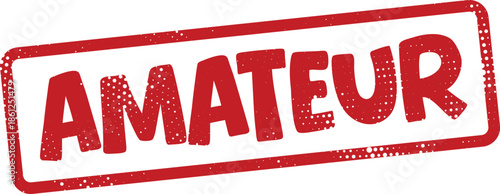 Red amateur stamp on white background