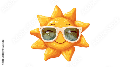 yellow funny sun with sunglasses