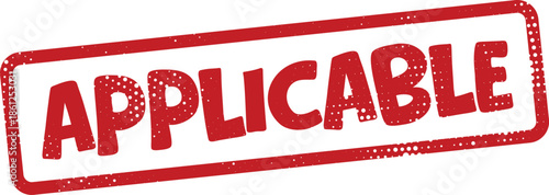 Red applicable stamp on white background