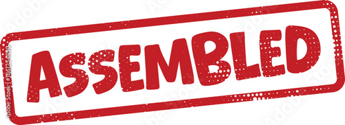 Red assembled stamp on white background