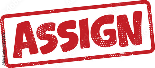 Red assign stamp with white background