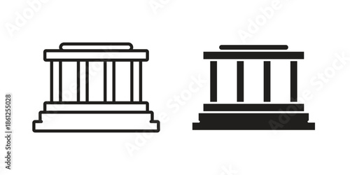 Lincoln memorial icons symbol, logo illustration. Vector graphics set