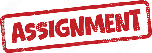Red assignment stamp on white background