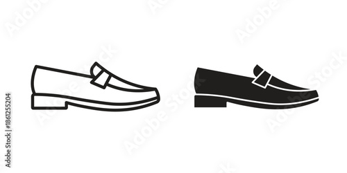 Loafer shoes icons symbol, logo illustration. Vector graphics set