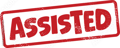 Red assisted stamp with white background