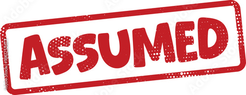 Red assumed stamp on white background