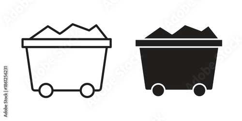 Mine wagon icons symbol, logo illustration. Vector graphics set