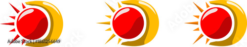 Sun icon with red center and yellow moon