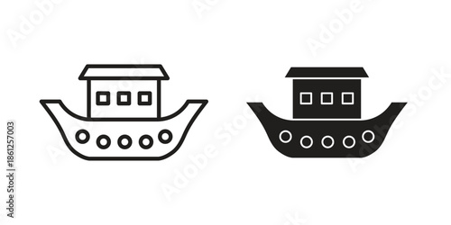Noah Ark icons symbol, logo illustration. Vector graphics set