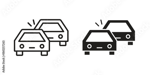 Overturned car icons symbol, logo illustration. Vector graphics set