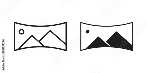 Panoramic view icons symbol, logo illustration. Vector graphics set