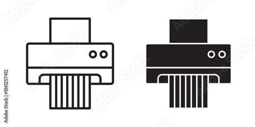 Paper shredder icons symbol, logo illustration. Vector graphics set