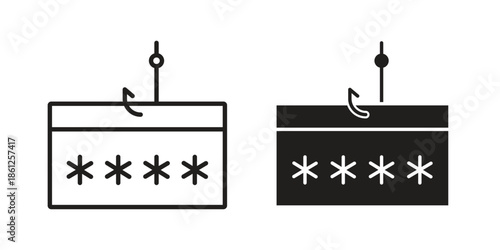 Password phishing icons symbol, logo illustration. Vector graphics set