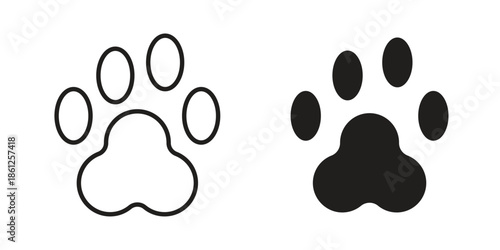 Paw icons symbol, logo illustration. Vector graphics set