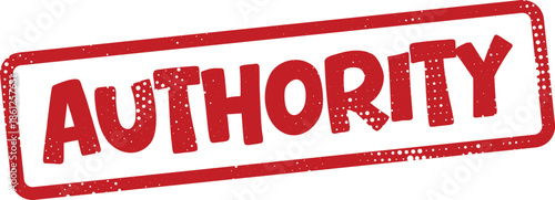 Red authority stamp on white background