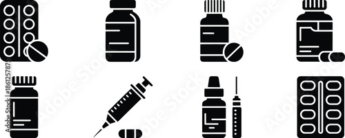 professional medical icons for healthcare, pharmacy, and medicine