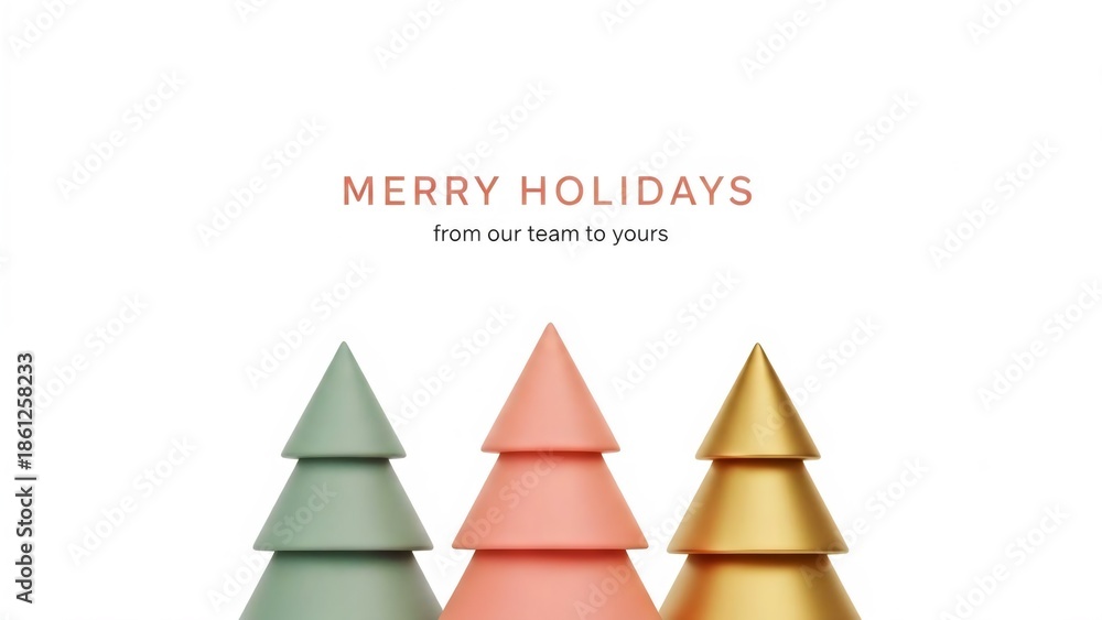 Fototapeta premium Festive Holiday Greetings with Three Stylized Christmas Trees - A Season of Joy