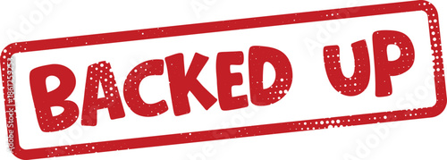 Red backed up stamp on white background