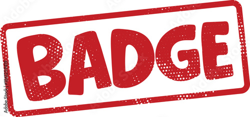 Red badge stamp with white spots on white background