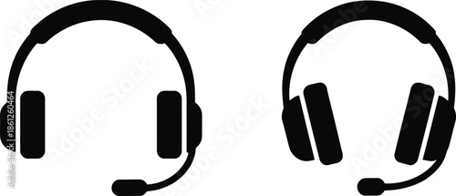 Headsets depicted in a simple, illustrative style on a plain white background