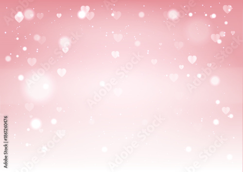 Soft Pink Gradient Background with Translucent Hearts and Glowing Orbs for Romantic Valentine or Wedding Design