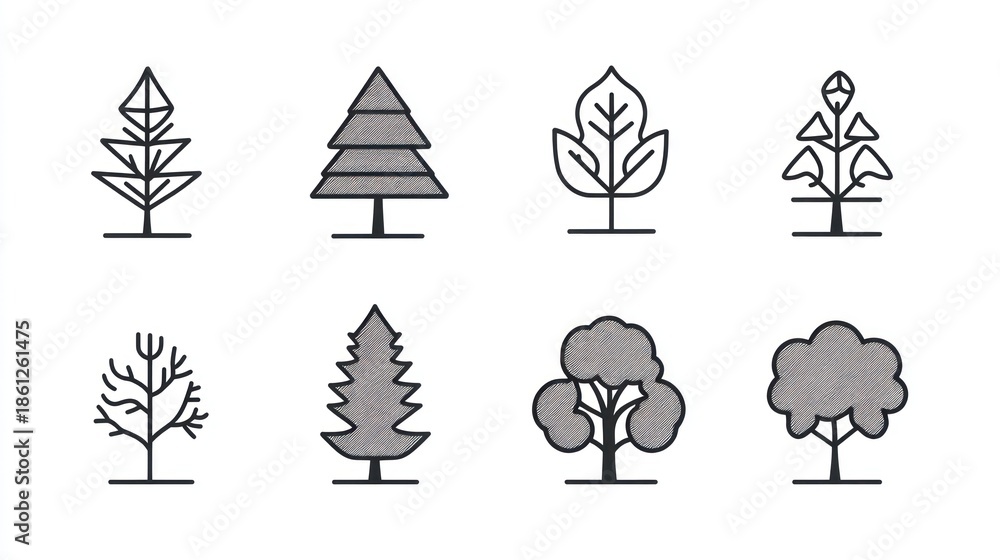Fototapeta premium Tree Icons Collection (6)
