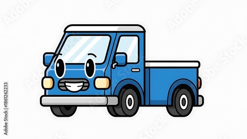 Wallpaper Mural Blue Cartoon Pickup Truck Illustration. Torontodigital.ca