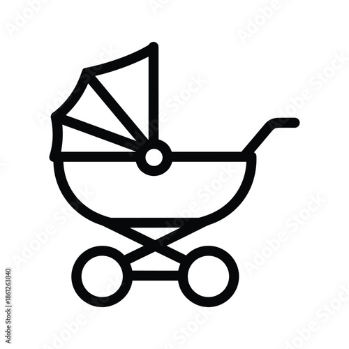 Baby Stroller Icon Simple Design