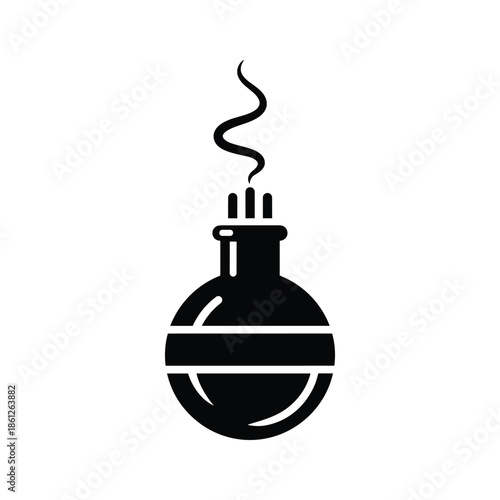 Black bomb icon with smoke