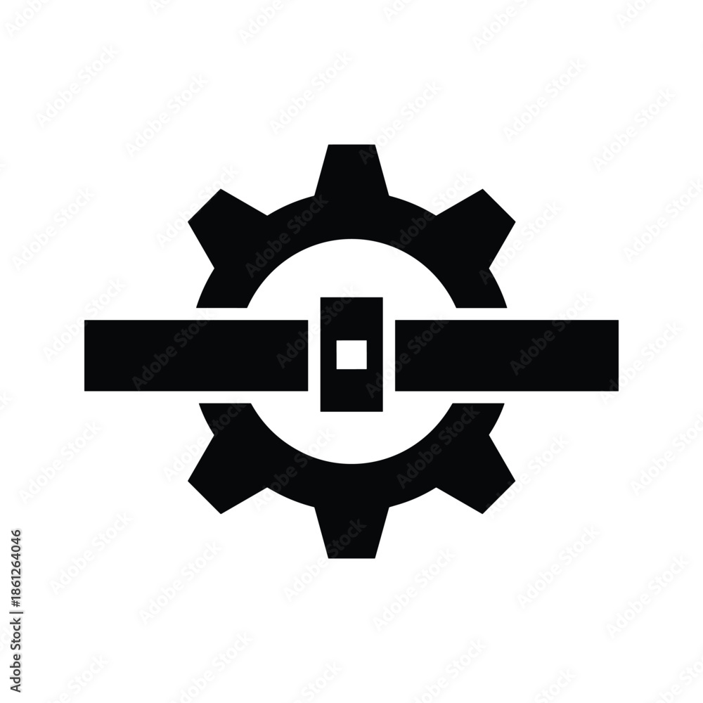 Obraz premium Black gear icon with horizontal bar