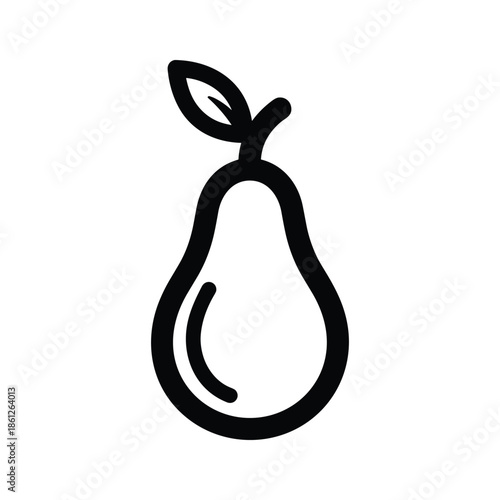 Simple black pear icon on white background