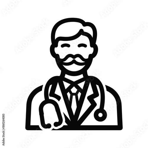 Male Doctor Icon Simple Line Art