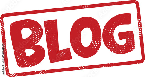Red blog stamp with white background