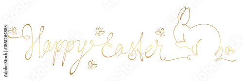Easter with bunny line art style with vector.eps