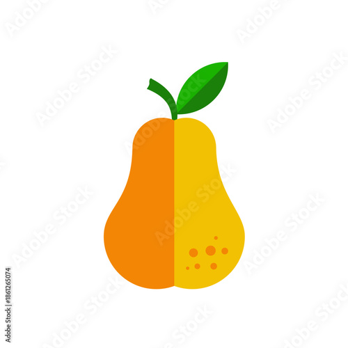 Orange pear fruit, flat style vector icon