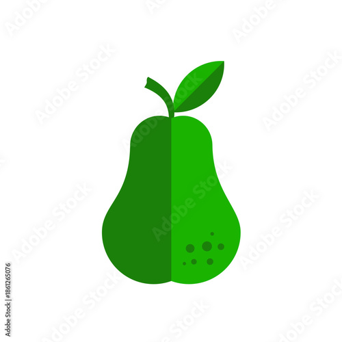 Green pear fruit, flat style vector icon