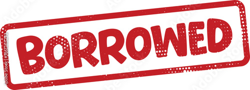 Red borrowed stamp with distressed texture