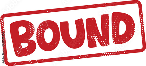 red bound stamp on white background  grunge effect